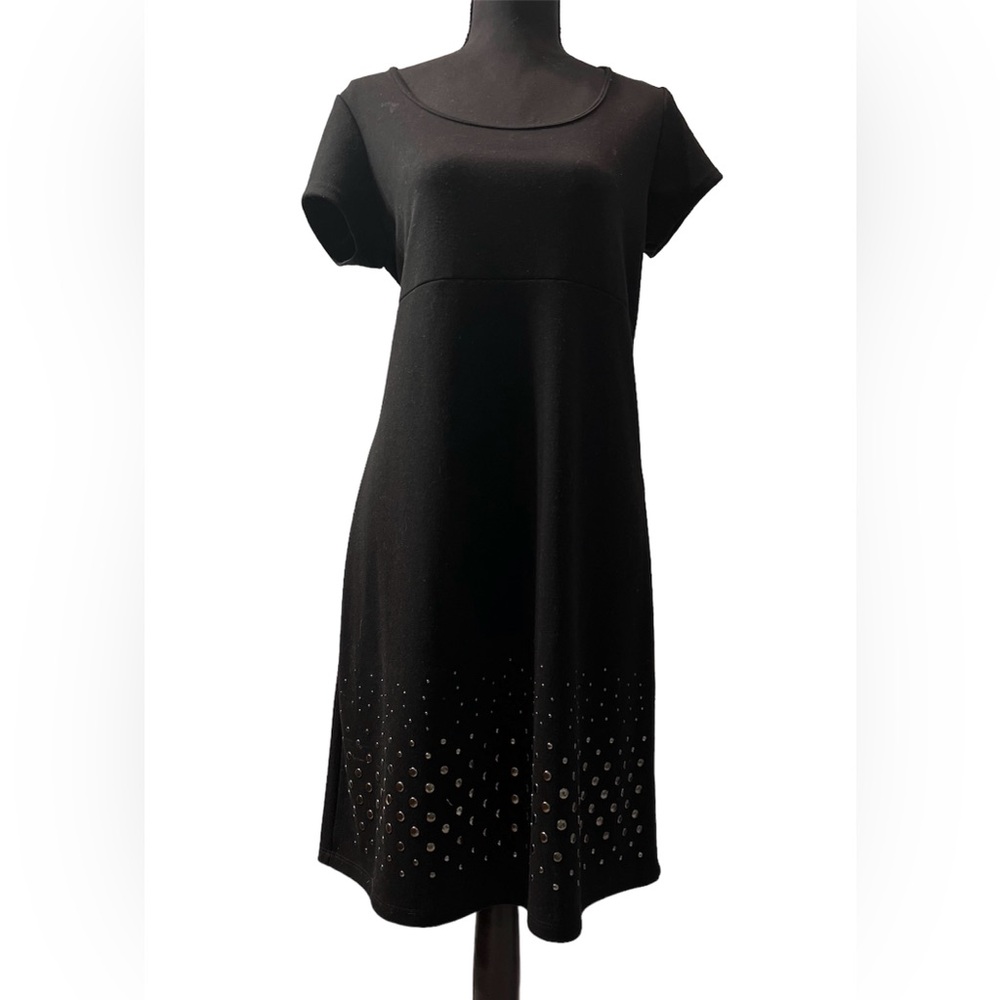 Flats and Heels Black T-Shirt Dress with Gold Stud embellishments Size Large